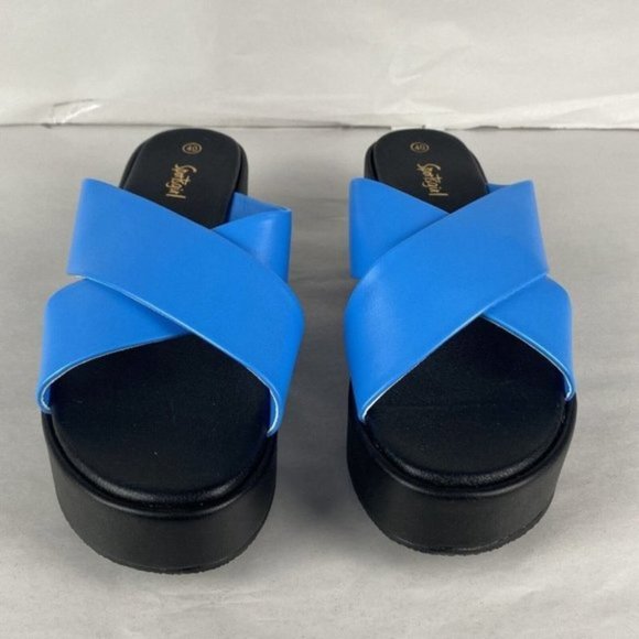 Women's Sportsgirl Size 40 Sienna Blue Modern Casual Crossover Platform Sandal - Picture 7 of 12
